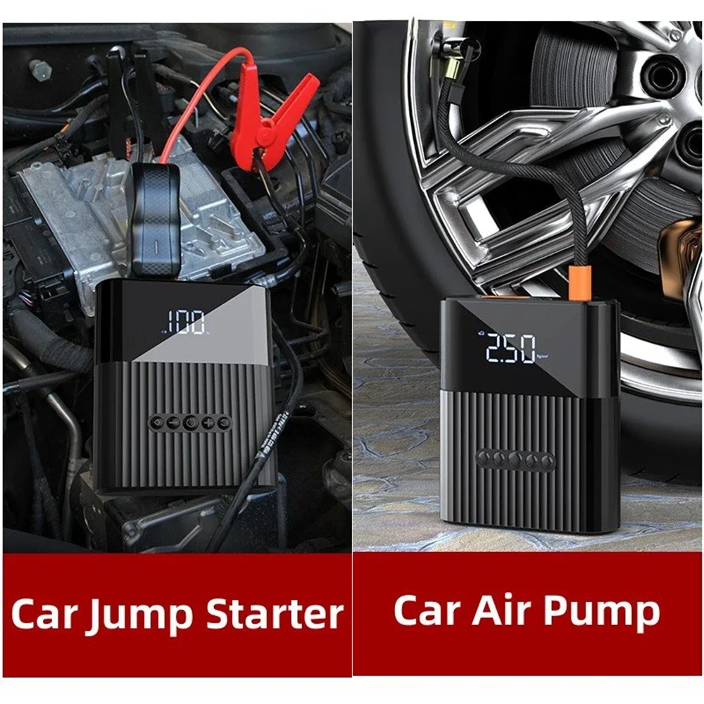 

Car Jump Starter 150PSI 120W 4 In 1 Car Air Pump Compressor 8800mAh Portable Power Bank Jump Starting Device 12V Tire Inflator