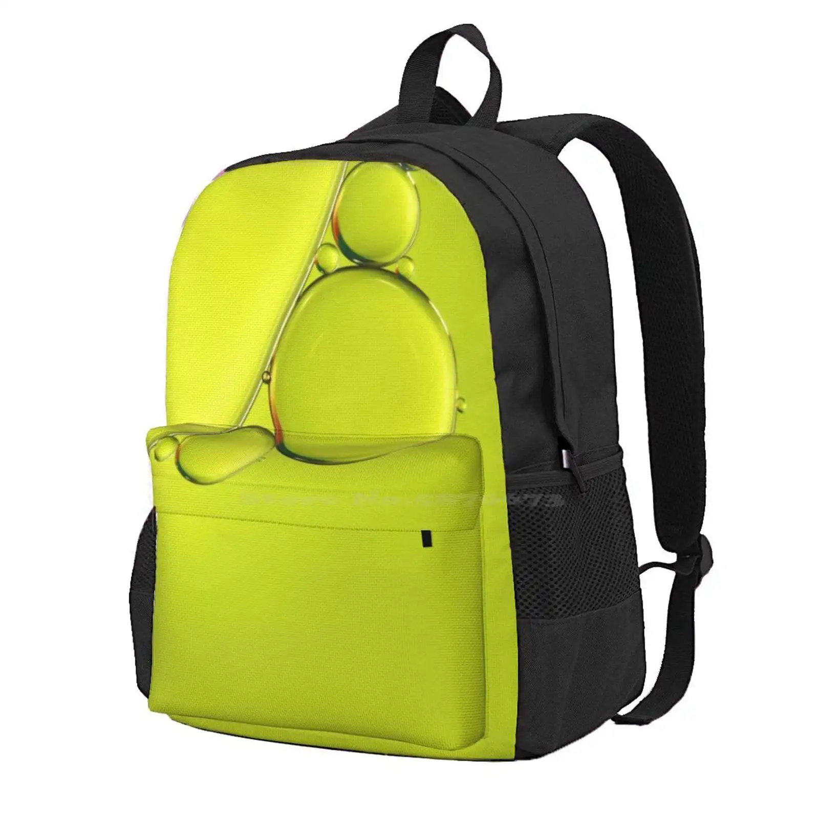 Simply Lime Hot Sale Schoolbag Backpack Fashion Bags Oil Water Abstract Macro Bubbles Lime Green Chartreuse Simple Wall