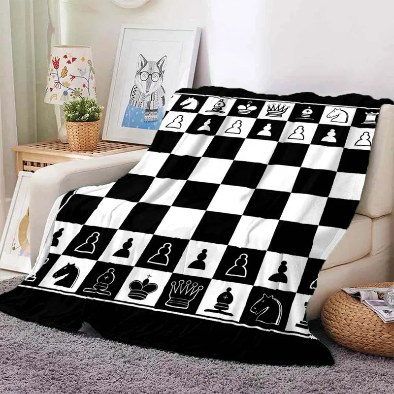 Chess-print soft blanket Flannel Blanket Living Room Bedroom Bed Sofa Picnic Set  throw blanket Suitable for sofa bed blanket