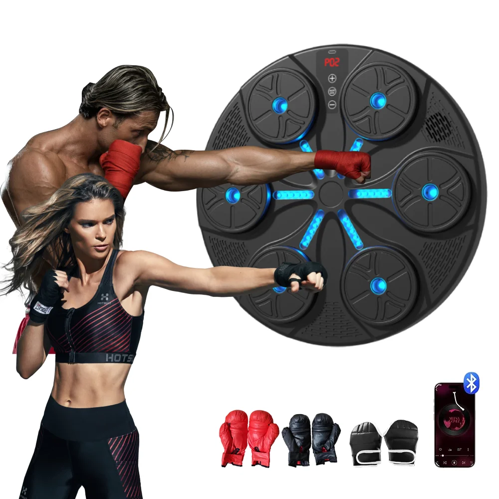 2025 NEW Music Boxing Machine With Gloves For Kids Adults Smart Bluetooth Music Boxing Exercise Equipment for Home,14inch