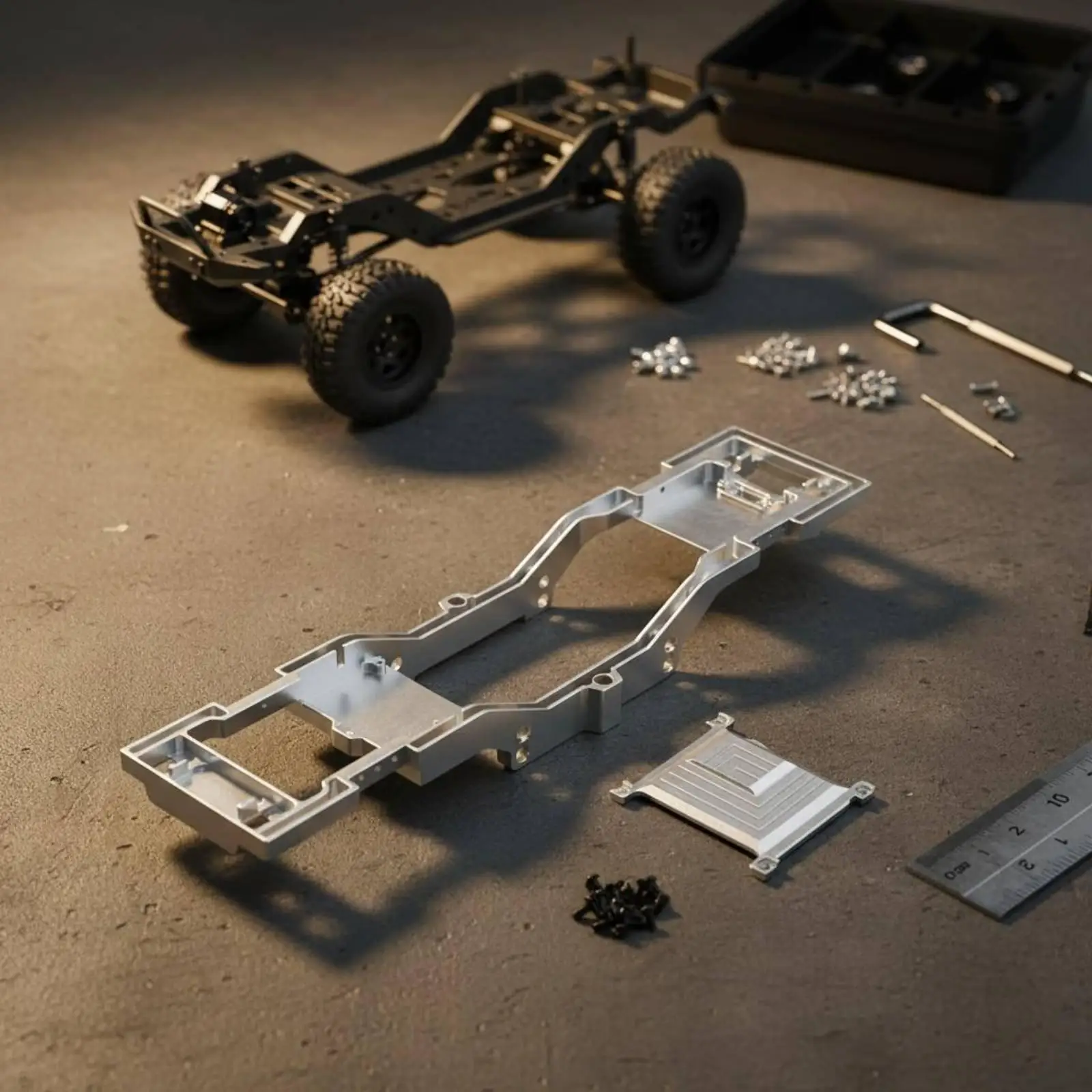 Aluminum Chassis and Gearbox Mount Anodized coating/12 Scale RC Car Frame