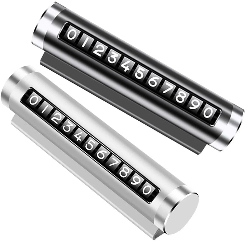 

2pcs Parking Sign Adjustable Aluminum Alloy Temporary Car Parking Card Flip Design Dashboard Mount For Easy Installation Auto