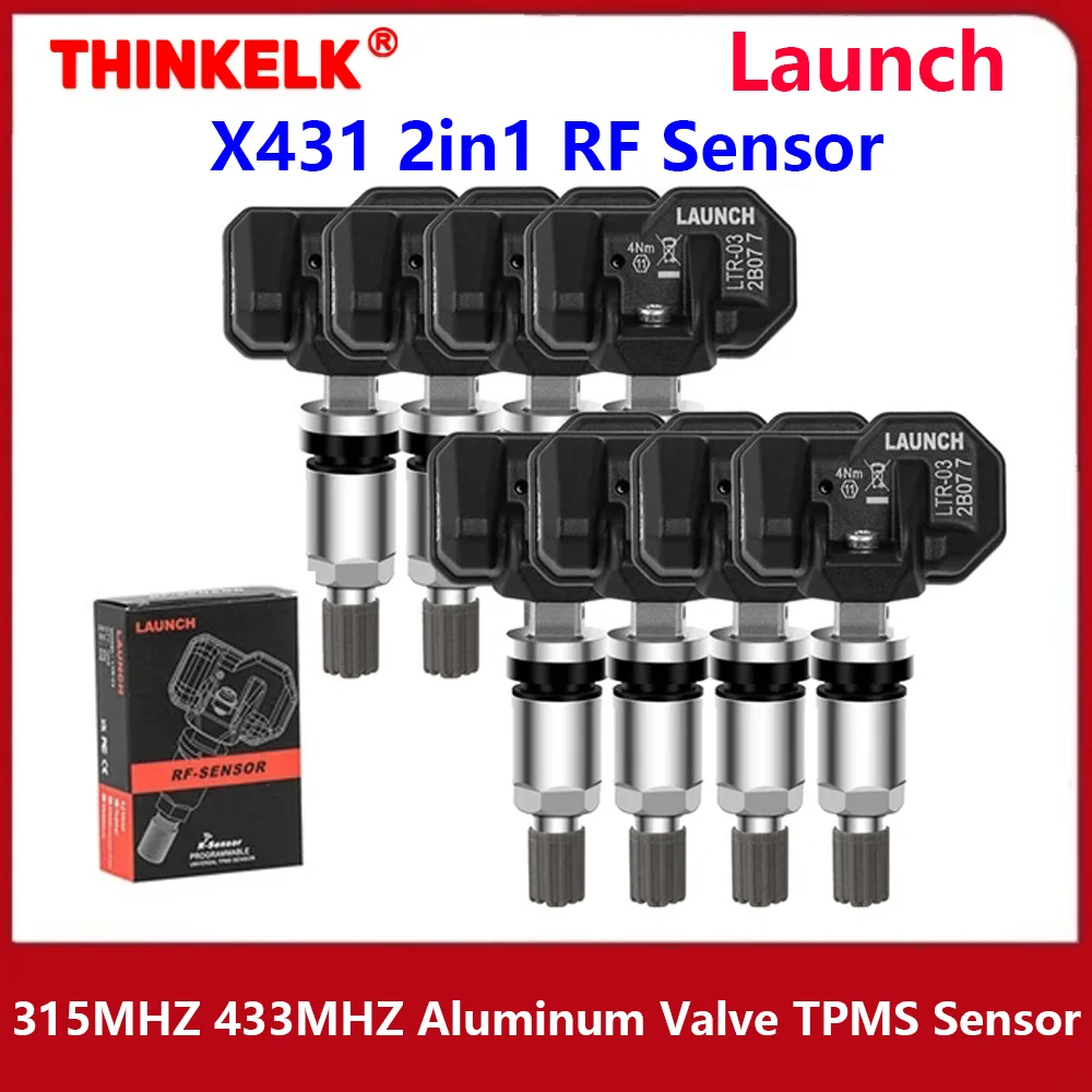 For Launch RF-SENSOR 2in1 TPMS Sensor 315MHZ 433MHZ Aluminum Valve TPMS Sensor Tire Repair Tool Tire Pressure Monitoring Sensor