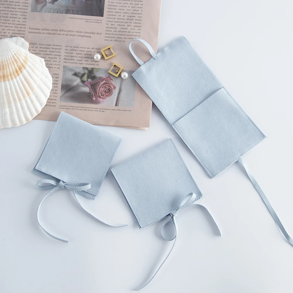 10Pcs Soft Stylish Microfiber Envelope Jewelry Pouches with Band Portable Storage Bags for All Daily Jewelries Convenient to Use