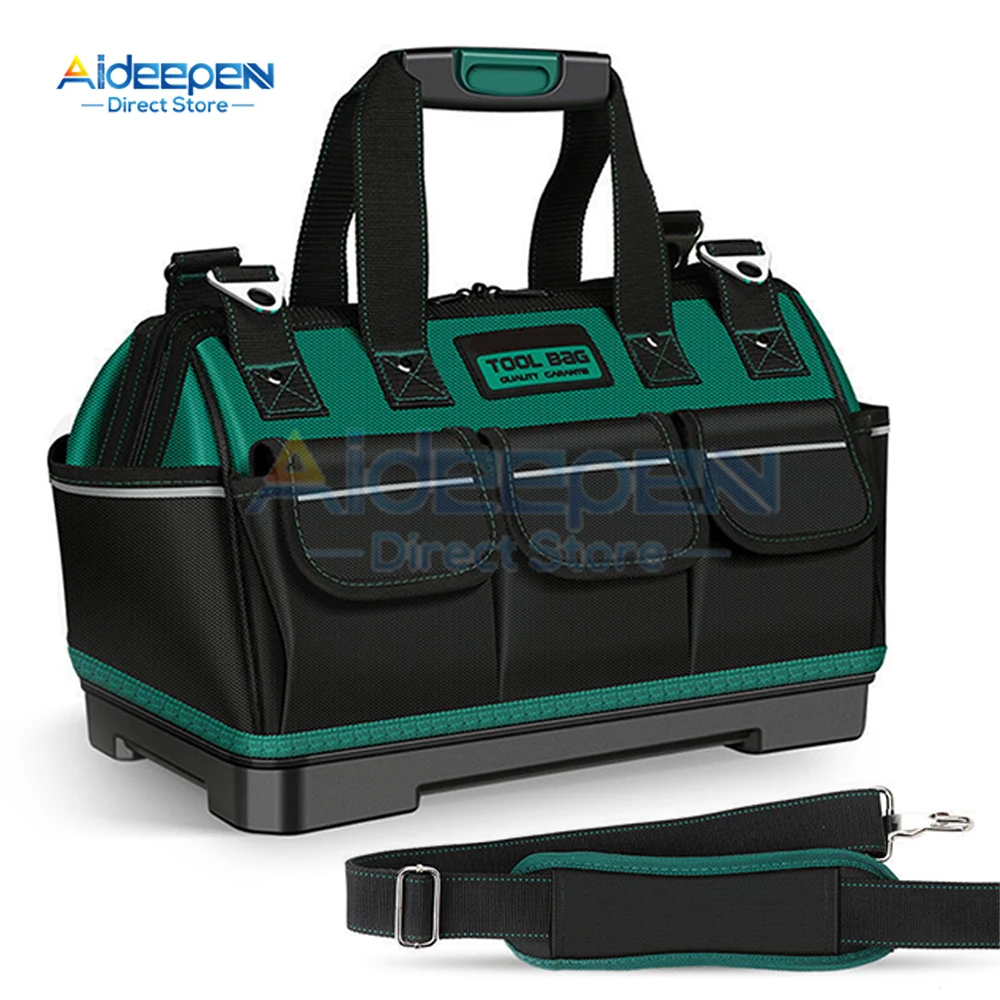 

16" Upgraded Electrician Tool Bag with Reflective Strip Oxford Cloth Wear-resistant Multi-Pocket Waterproof Storage Hand bag