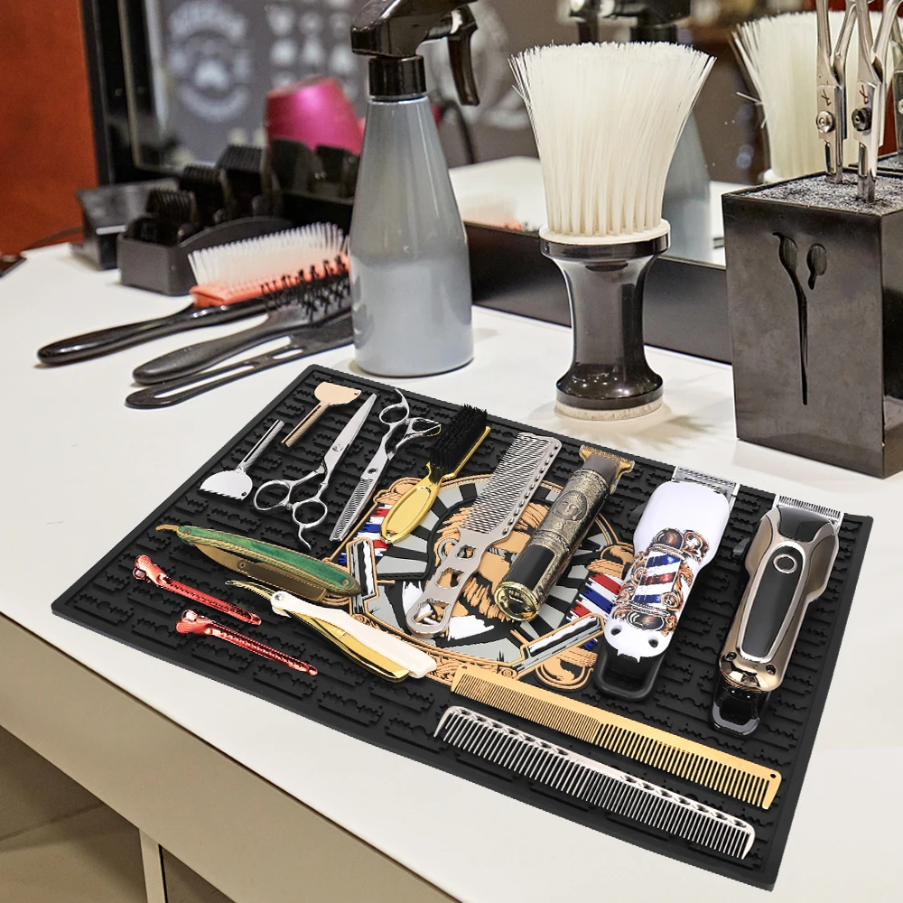 

BarberTop Anti-Skid Pad Non-Slip Silicone Heat Resistant Barber Station Tool Mat Salon Scissors Safety Barber Shop Accessories