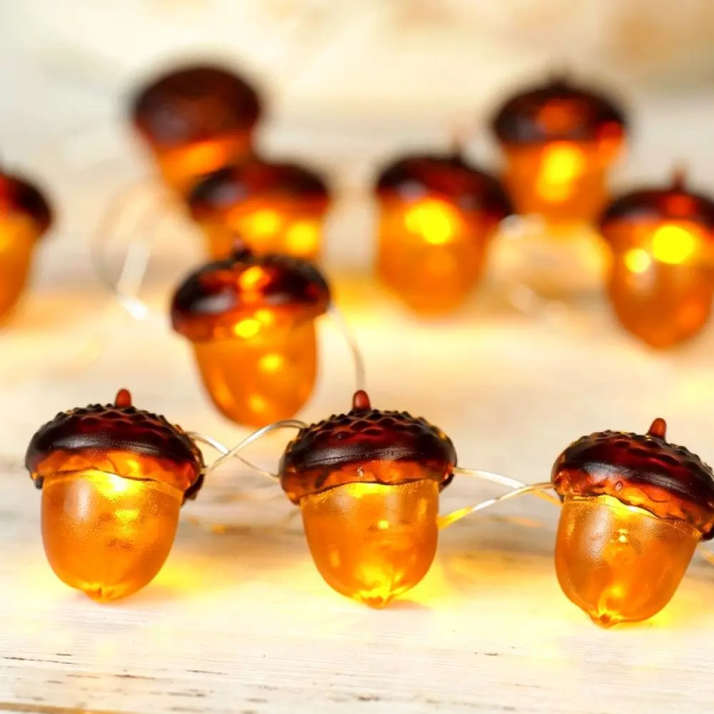 LED Fairy String Lights Pumpkin Maple Leaf Pinecone Decoration For Thanksgiving Halloween Holiday Party Indoor Decor