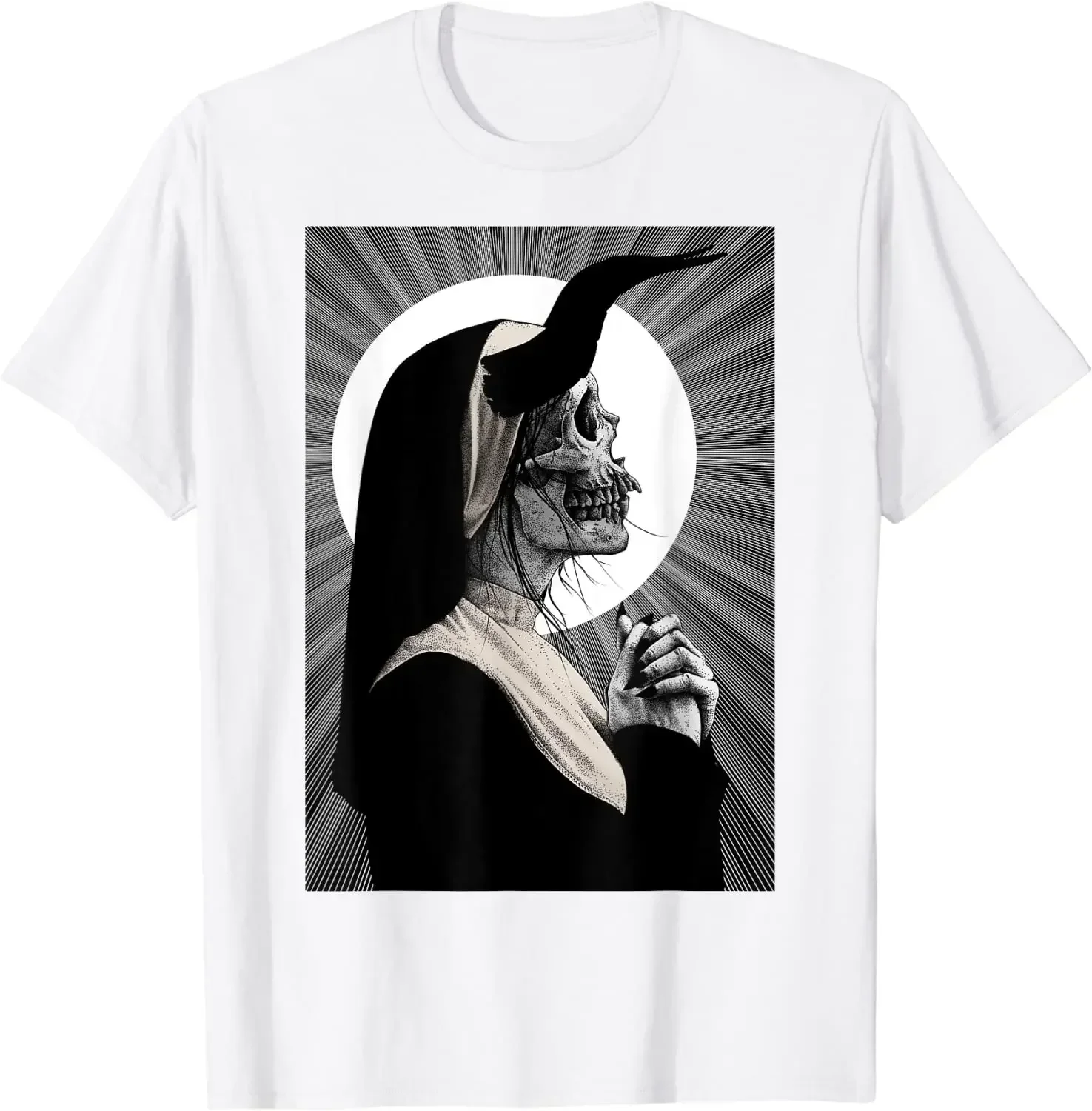 Gothic Dark Satanic Unholy Nun Witchcraft Grunge Goth T-Shirt for Women Men Girls Teens Men T Shirt Cotton Four Seasons