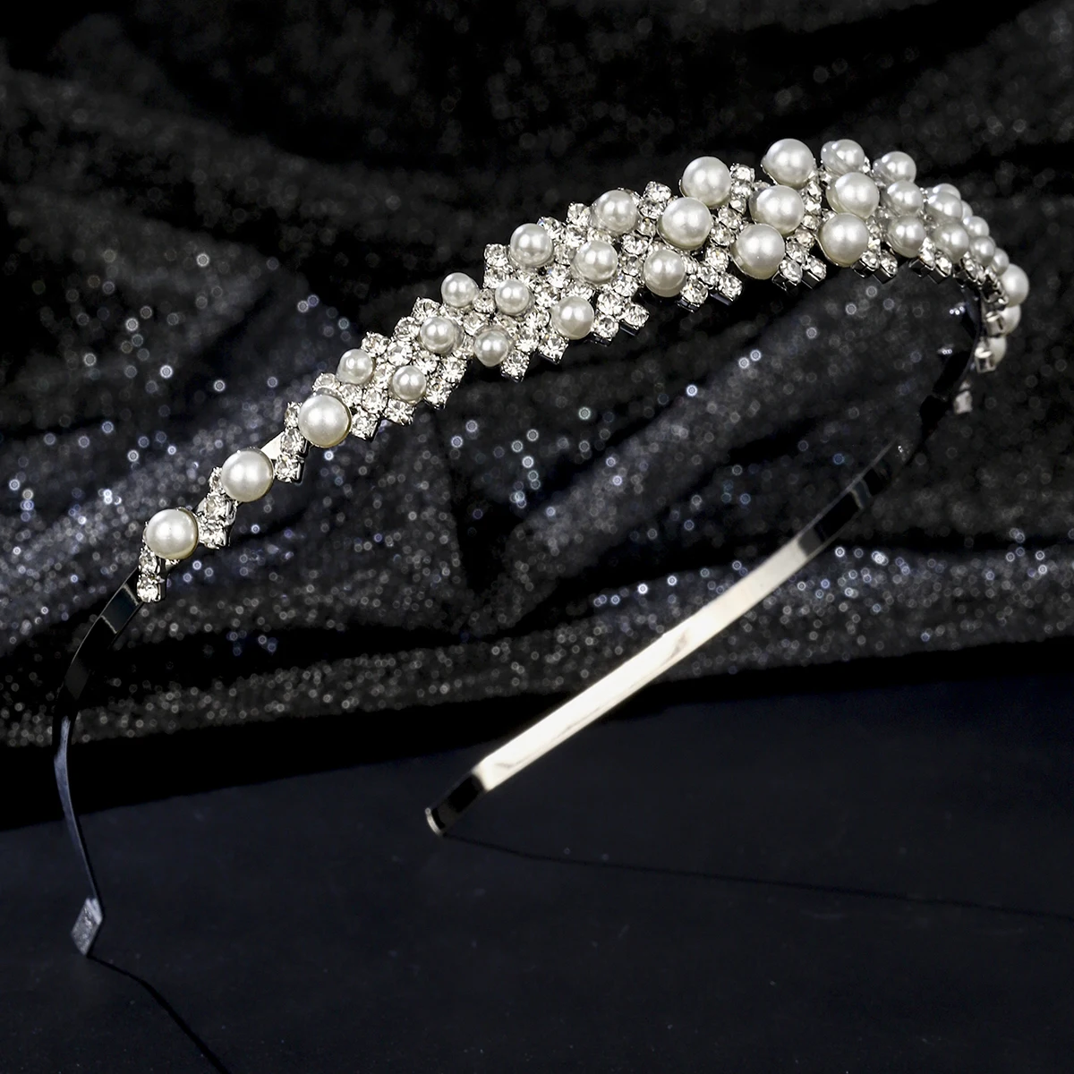 Silver Pearl Rhinestone Crown Fashionable Daily Hair Bands Party Birthday Classic Headdress Accessories Bridesmaid Gifts