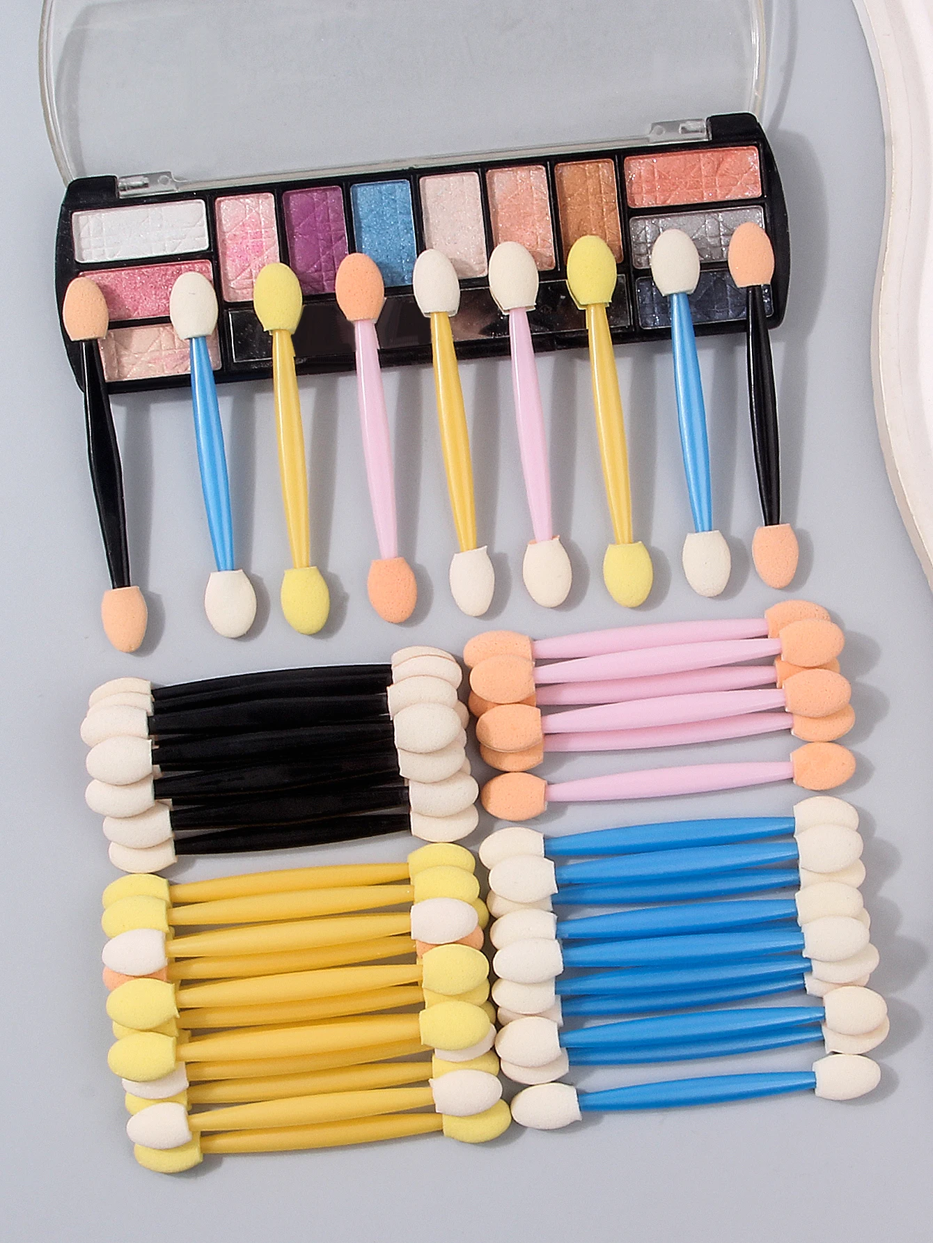 50PCS Dual-Ended ชุดแปรงอายแชโดว์,สี-TIP ฟองน้ํา Applicators สําหรับผสม/รายละเอียด, travel-Friendly เครื่องสําอางค์เครื่องมือสําหรับผู้หญิง