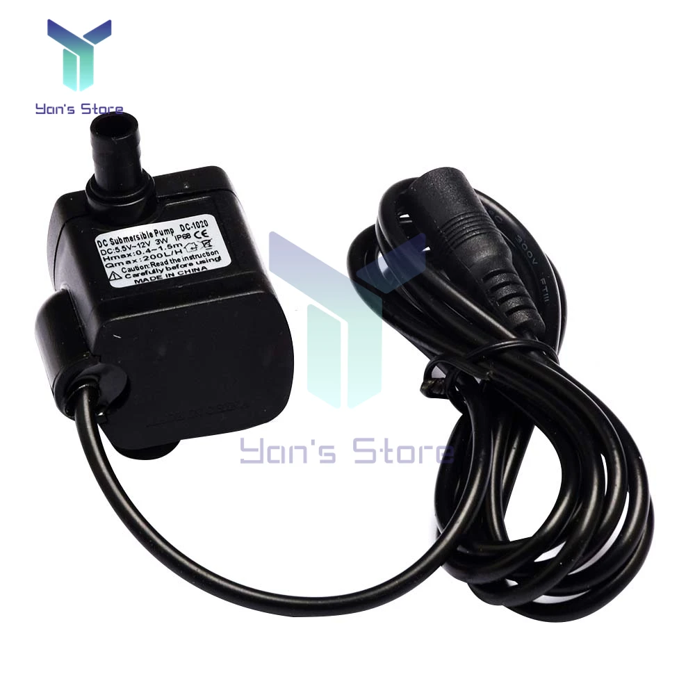 DC-1020 5.5*2.1mm 5V USB Connector Micro Submersible Pump DC 12V 3W Aquarium Fish Tank Fountain Pond Water Pump