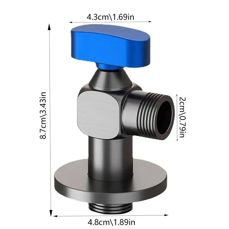 Brass Ball Valve For Water Hose Large Flow Triangle Valve 4-point Interface Angle Valve Pipe Hose Connector Water Shut Off Valve