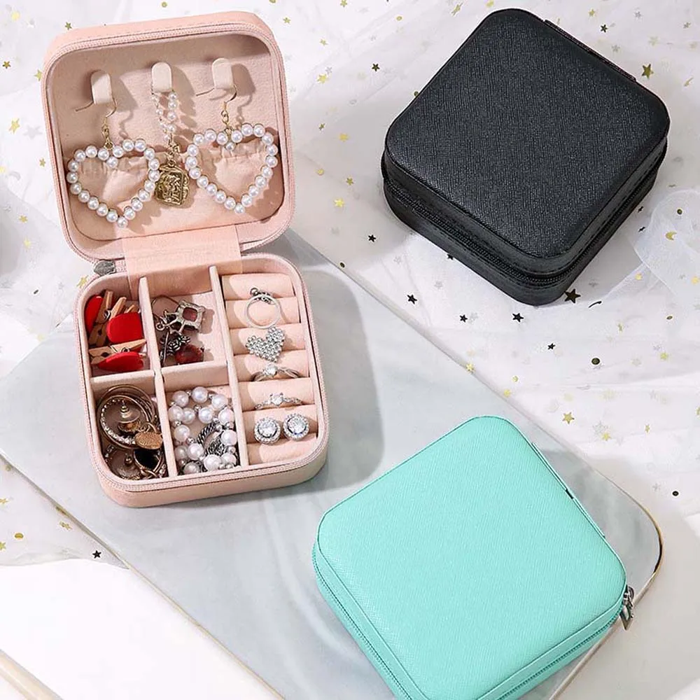 Earring Organizer Women Jewelry Box Storage Large Capacity Necklace Ring Case Zipper Multi-functional Jewelry Organizer Display