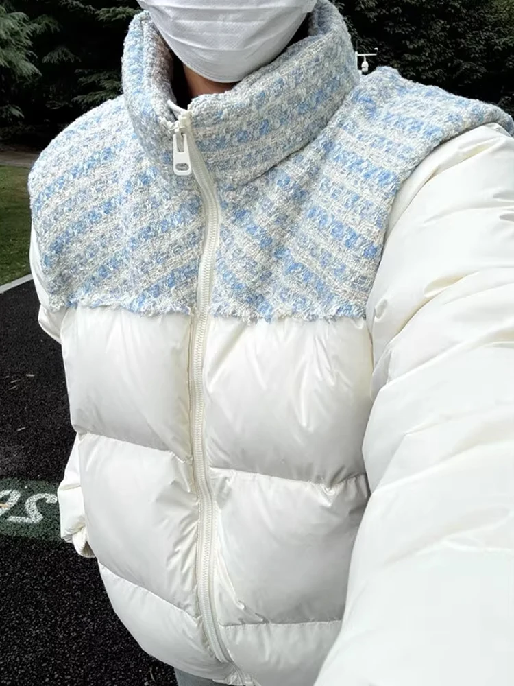 الأمريكية Sle المرقعة الوقوف طوق Thiened القطن Jaet الرجال الشتاء الدافئة ملابس خارجية عادية فضفاضة تناسب تنحنح مستقيم #3