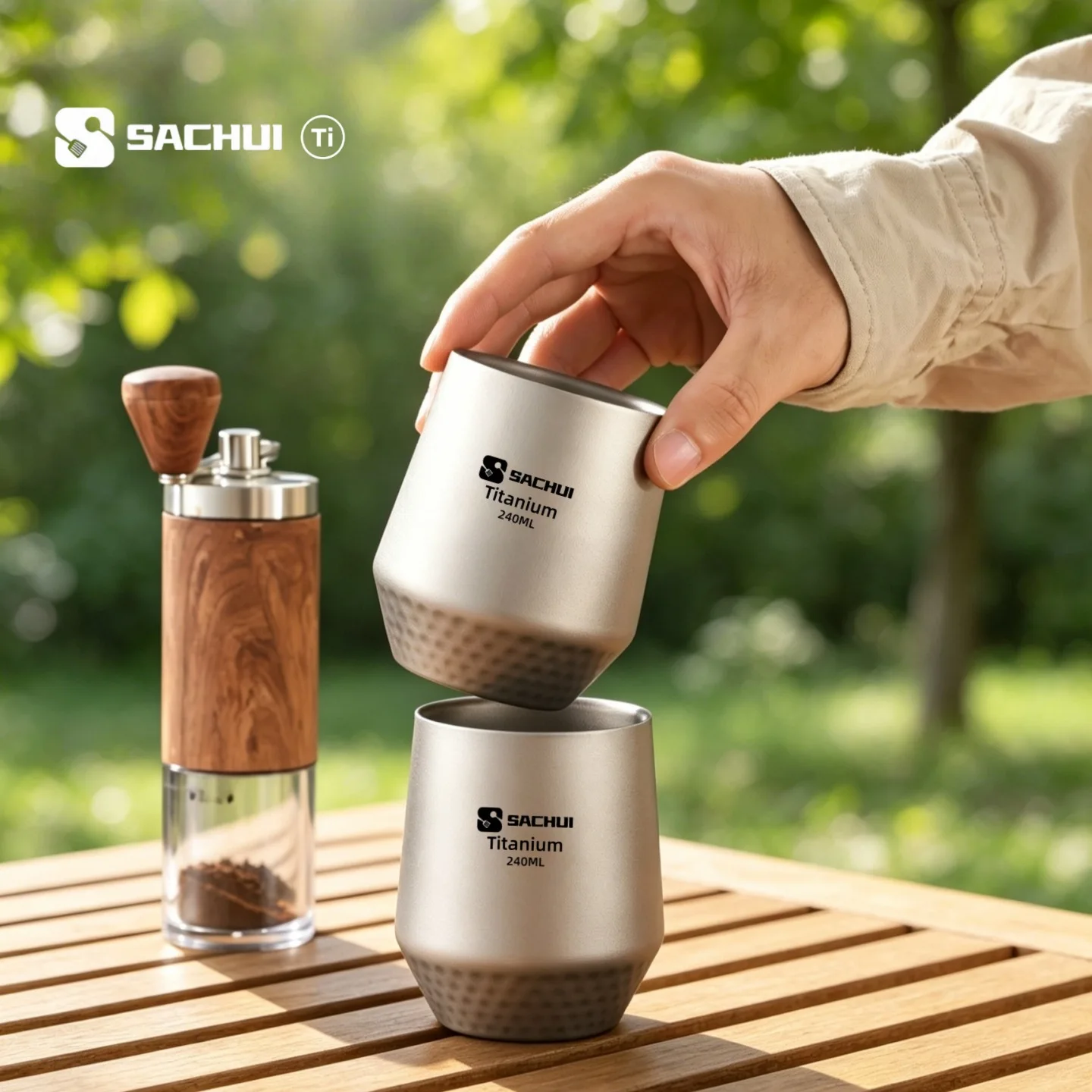 Titanium Double-Walled Coffee Cup Outdoor Camping Tea Water Mug Portable Ultralight Household Office Double-Wall Heat-proof Cup