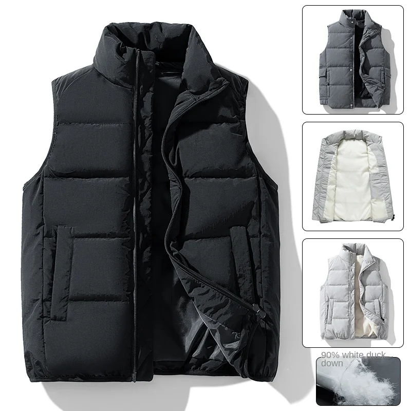 High Quality Duck Down Jacket Men Causal Fashion Vest Winter Warm Padded Waistcoat Lightweight Thick Sleeveless Coat Male Clothe