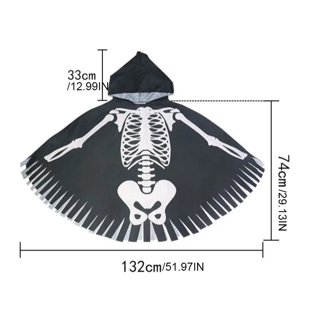 Panno creativo Scheletro Mantello Goth Con cappuccio Puntelli di Halloween Costume Cosplay Prestazioni Teschio Ossa Mantello Carnevale