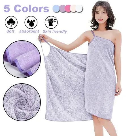 여성용 웨어러블 수건, 성인용 샤워 스파, 부드러운 목욕 수건, 극세사 목욕 가운, 사우나 수건