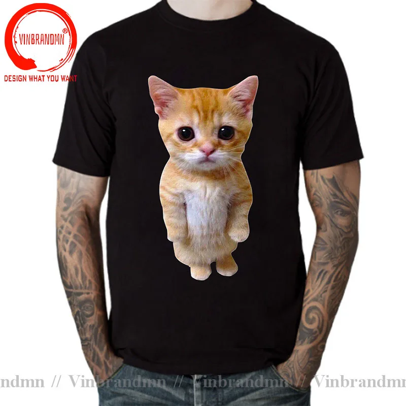 Funny El Gato Meme Sad Crying Cat Munchkin Kitty 3D Print T-Shirt Kawaii Cat Harajuku T Shirt Men Casual Fashion Hip Hop Clothes