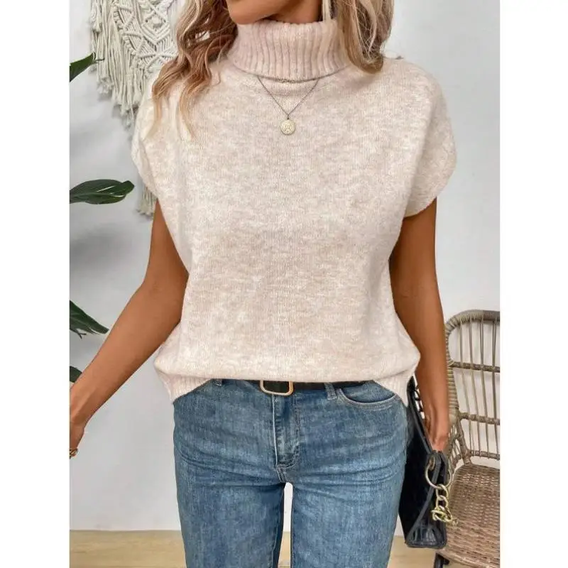 

Casual Knitted Batwing Sve Vest F 3423 Cross-Border New Sle Coolmax Fiber Women's Ne Nine-Quarter Sve Knitwear