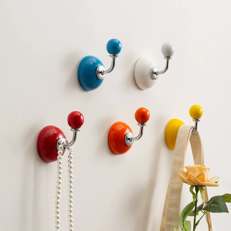 1pc Adhesive Hooks For Walls-Drill, Multi-Use For Kitchen, Bathroom - Durable ceramics Metal, Ideal For Clothes & Hats