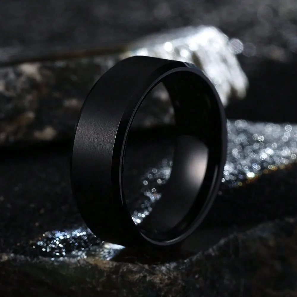 Stainless Steel Black Jewelry Ring for Men Women Rings Wedding Engagement I Love You Male Jewelry