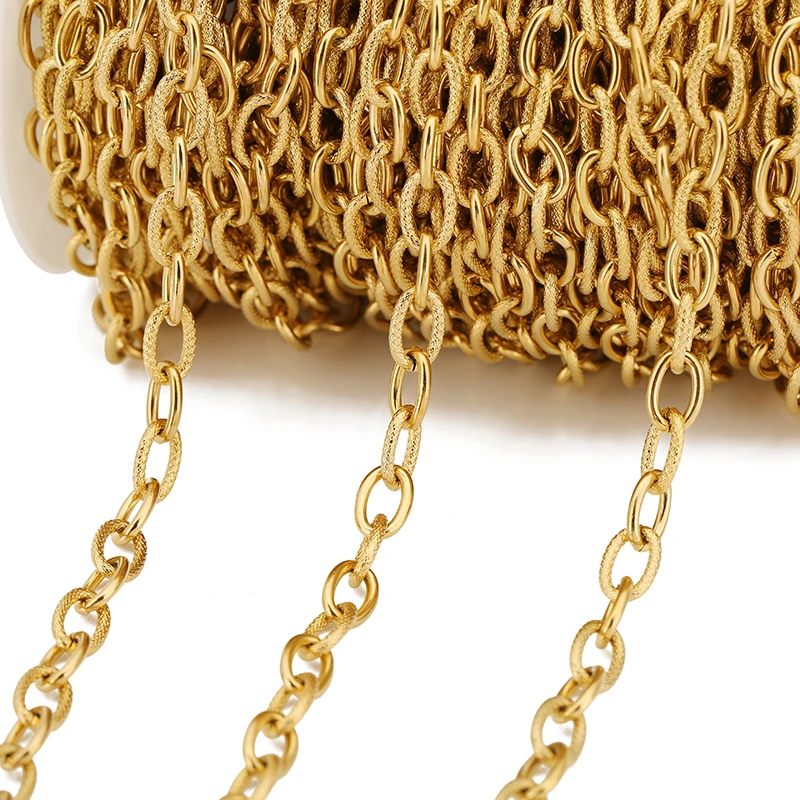 

1 Meter 9mm No Fade Stainless Steel Heavy Textured Oval Cable Chain for DIY Punk Rock Hip Hop Necklace Bracelets Jewelry Making