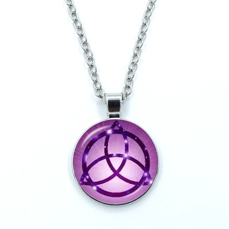 Witch Knot Pagan Wheel of The Year Necklace Pentagram Protection Star Amulets Glass Dome Necklaces Lucky Charms Jewelry