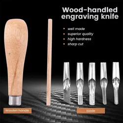 Lino Block Cutting Rubber Stamp Carving Tools With 5 Blade Wood Handle Printmaking Carving Tools Set