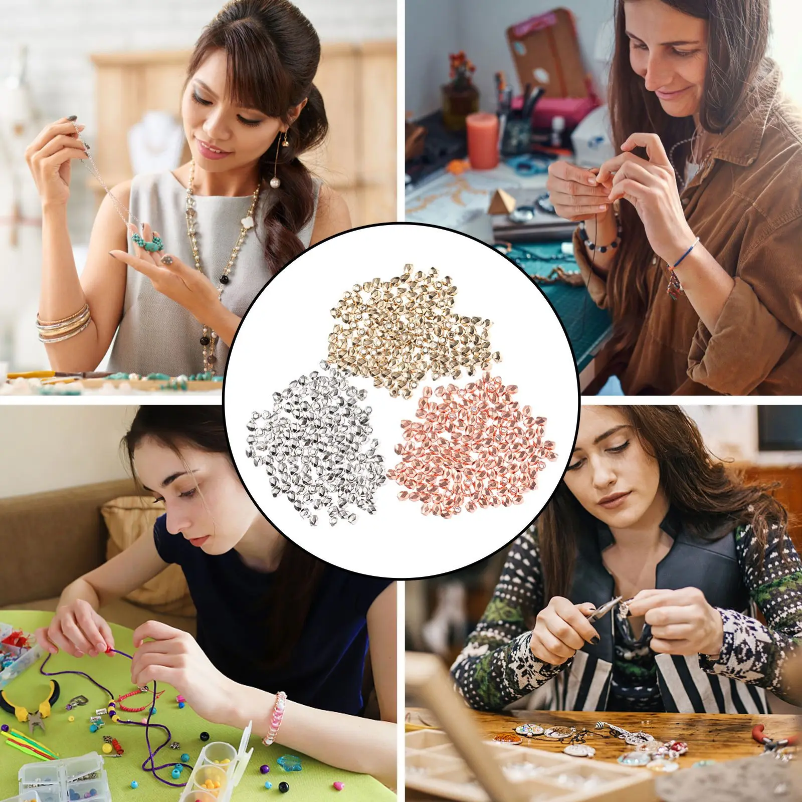 

900pcs Rhombus Square Beads Diy Spacer Loose Beads For Jewelry Making Bracelet Necklace Craft Keychain Decor Accessories