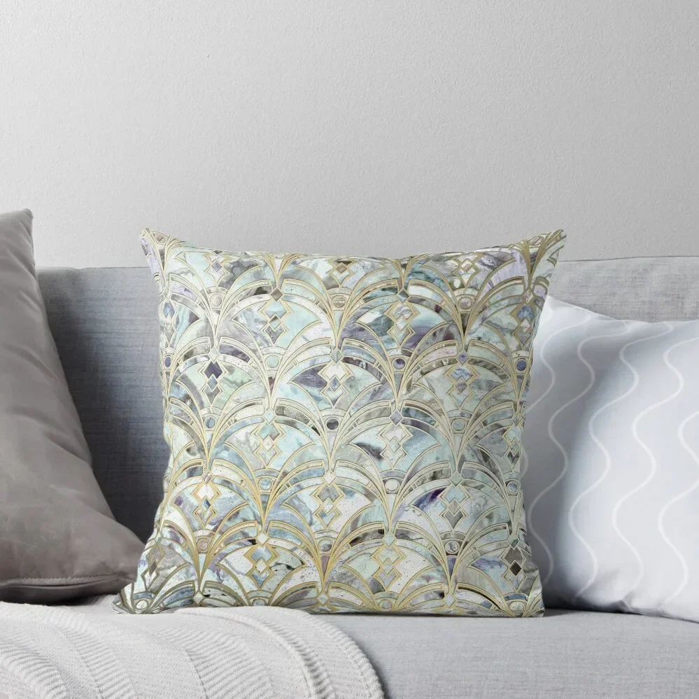 

Pale Bright Mint and Sage Art Deco Marbling Throw Pillow Covers For Sofas Pillows Aesthetic pillow