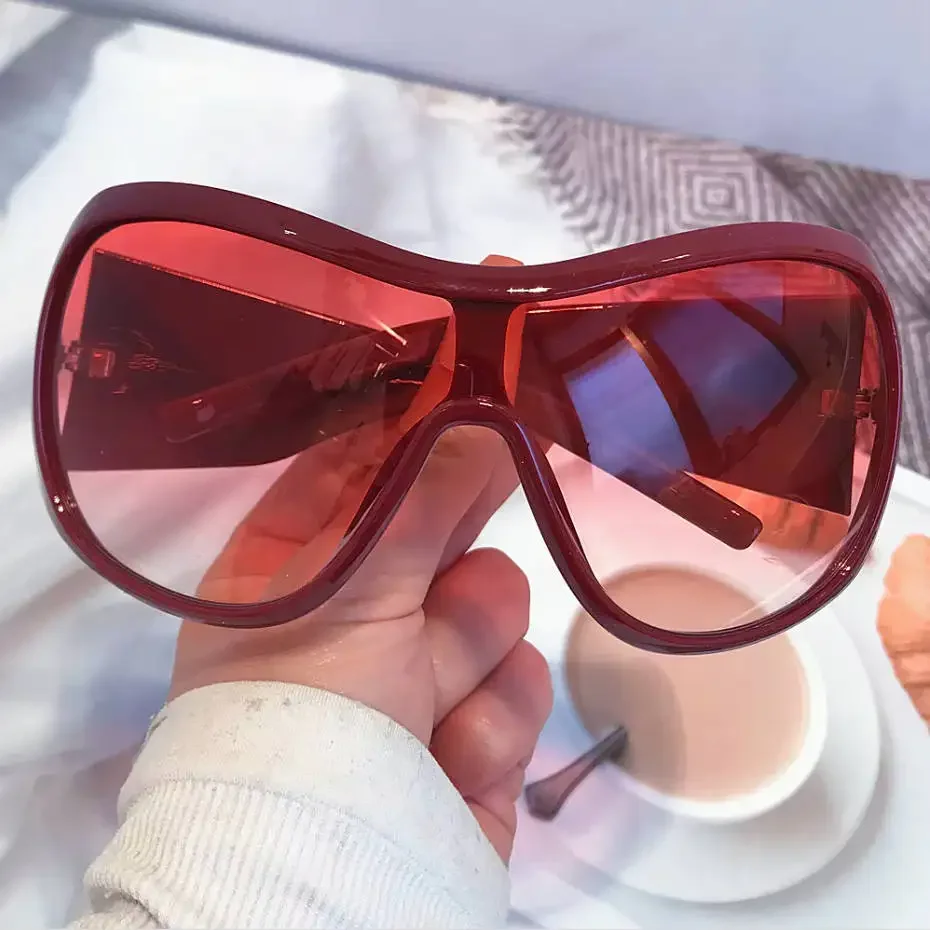 Vintage Square One Piece Shield Y2K Sonnenbrille für Frauen Neue Mode Rot Schwarz Farbverlauf Sexy Sonnenbrille Damen Oversize Shades – Detail 6