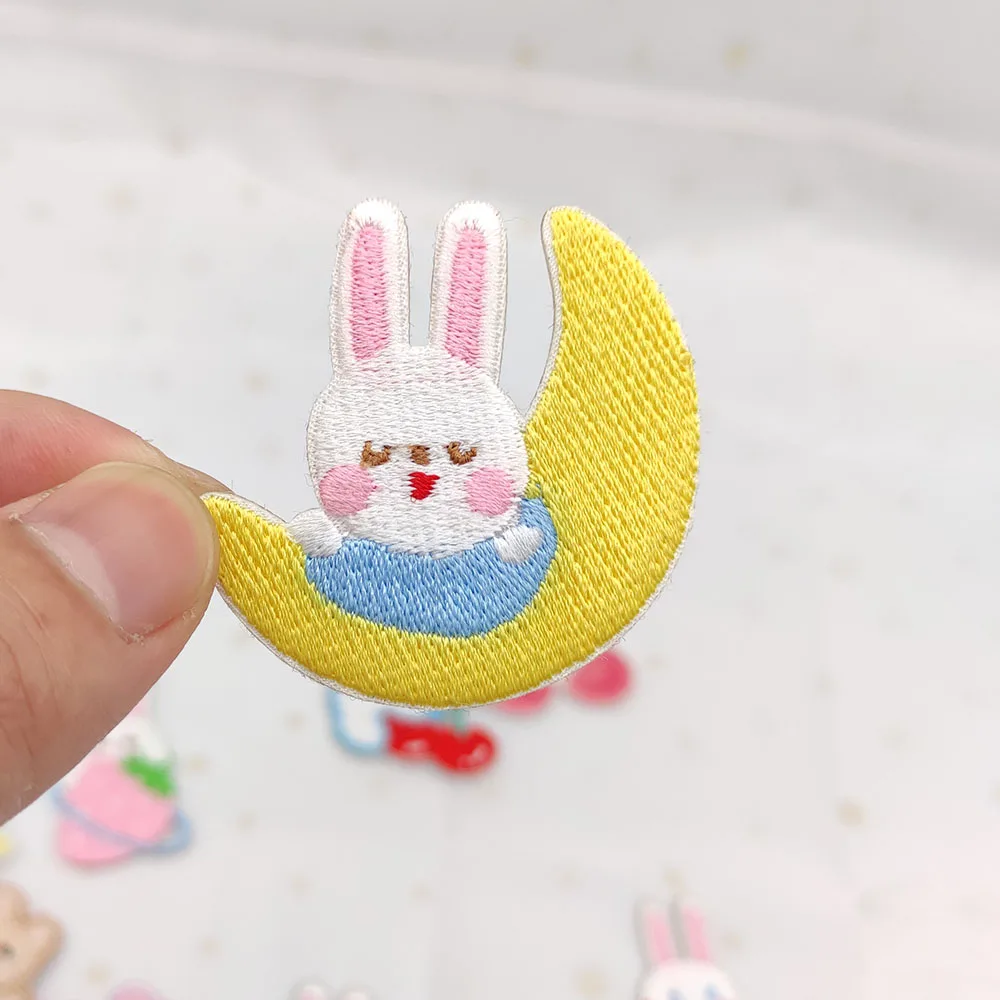 Cute Rabbit Embroidery Patches For Clothing Iron On Sticker Self-adhesive Repair Hole Patch DIY Applique Accesorios Para Ropa