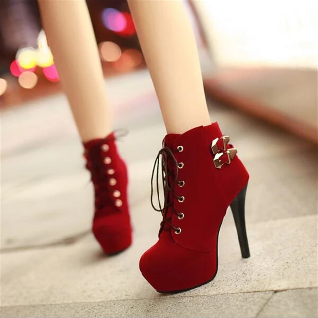 Women Ankle Boots Platform Lace Chunky Heel Lace Ankle Boots Autumn Winter Ankle Aliexpress