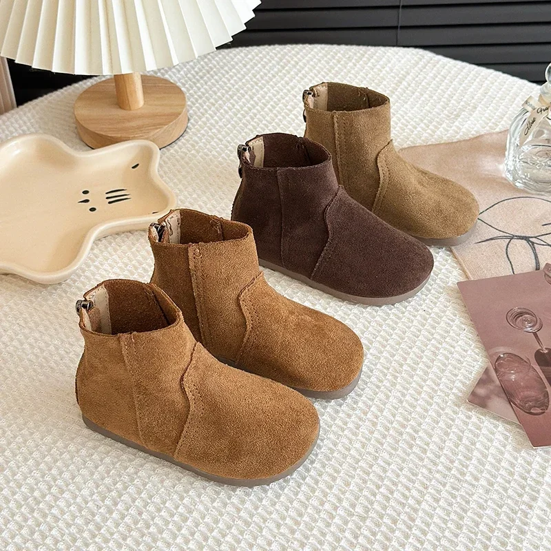 

Children Casual Ankle Boots for Girls 2025 Autumn Winter New Fashion Korean Style Soft Sole Anti-slippery Versatile Catwalk Shoe