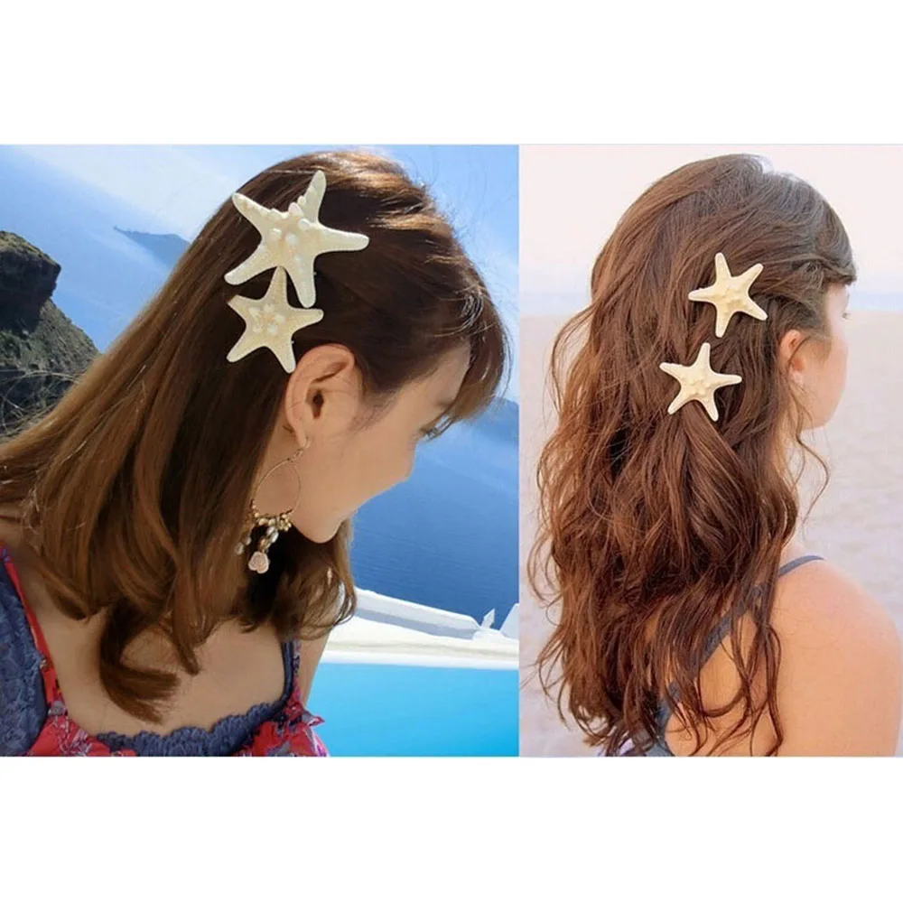 1 Pcs Summer Sea Starfish Hair Clips Women Nice Star Starfish Sweet Hairpin Beach Hair Clip Girls Beige Pinzas Parael Cabello