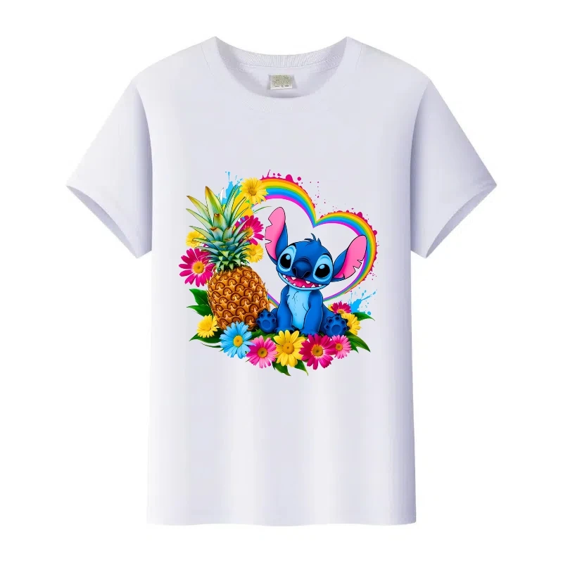 

Kawaii Disney Cartoon Stitch Print Women Tops Family Hip Hop Girls Tshirt Man Blouses Children Tees Ladies T-Shirt 90S Boy Shirt