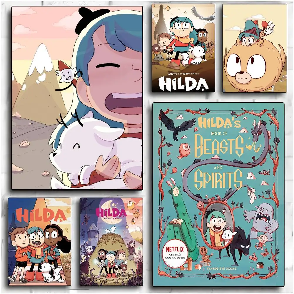 H-Hilda Cartoon Mädchen Anime Poster Kunst mit Drucken Home Schlafzimmer Wohnzimmer Dekoration Geschenk