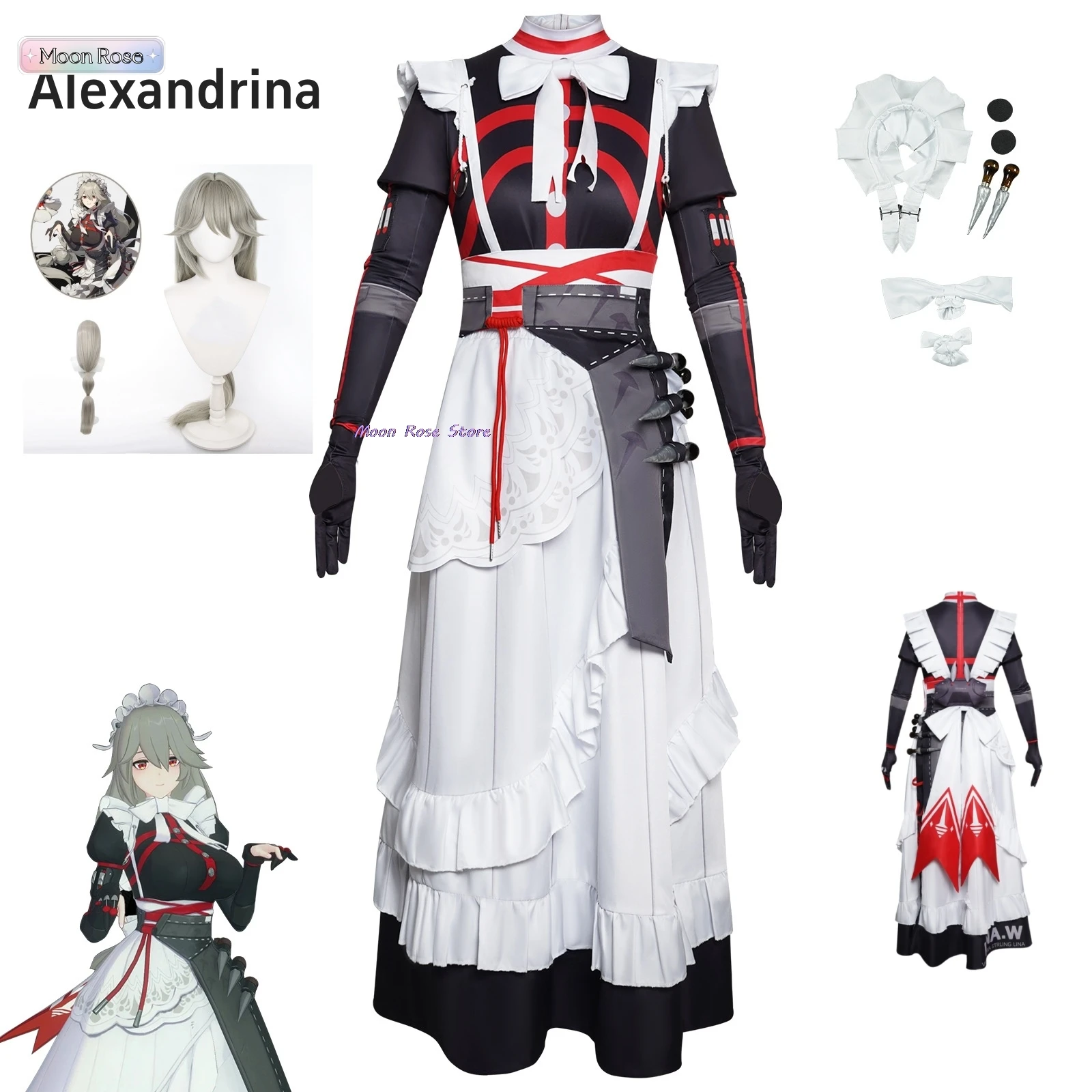 Zenless Zone Zero Alexandrina Sebastiane Cosplay Costume Uniform Wig Anime Halloween Party Costumes Masquerade Women Game