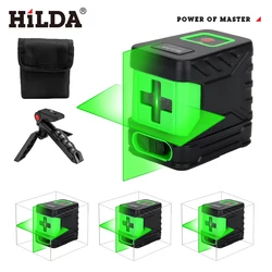 HILDA 2 Lines Laser Level Self Levelling Green Beams New Style Laser Horizontal & Vertical Cross-Line Measuring Instrument