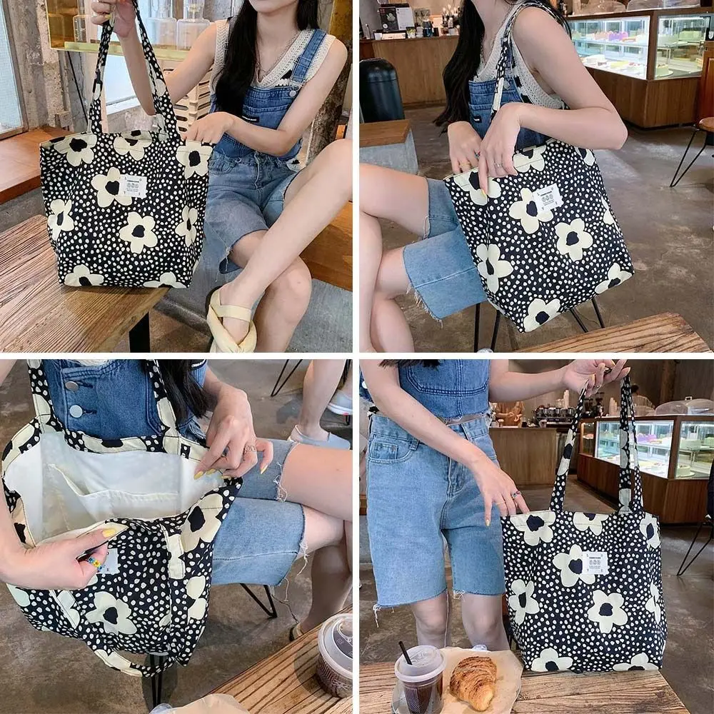 Bolsa De Ombro De Lona Floral, Moda Crossbody Bag, Sacola de compras, Bolsa