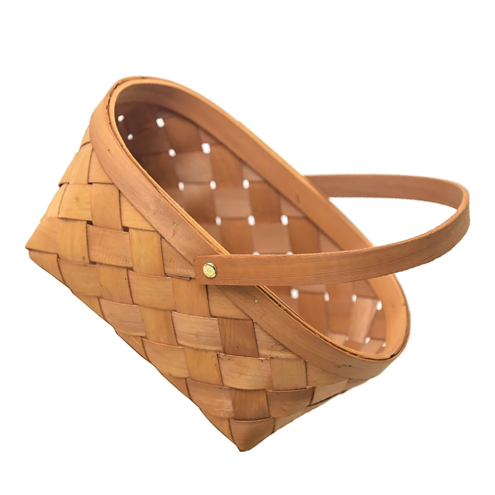 

Woven Storage Basket Stylish Wooden Sturdy Handle Design Easy Moving Closet Bedroom Bathroom Pantry Desk College Dorm