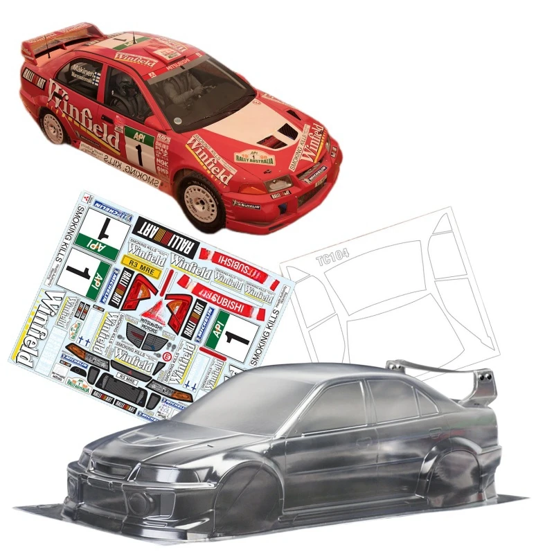 TC104 1/10 Lancer Evolution V Clear Body Shell, RC Rally Car 257mm Tamiya chassis tt01 tt02 tl01 ta03