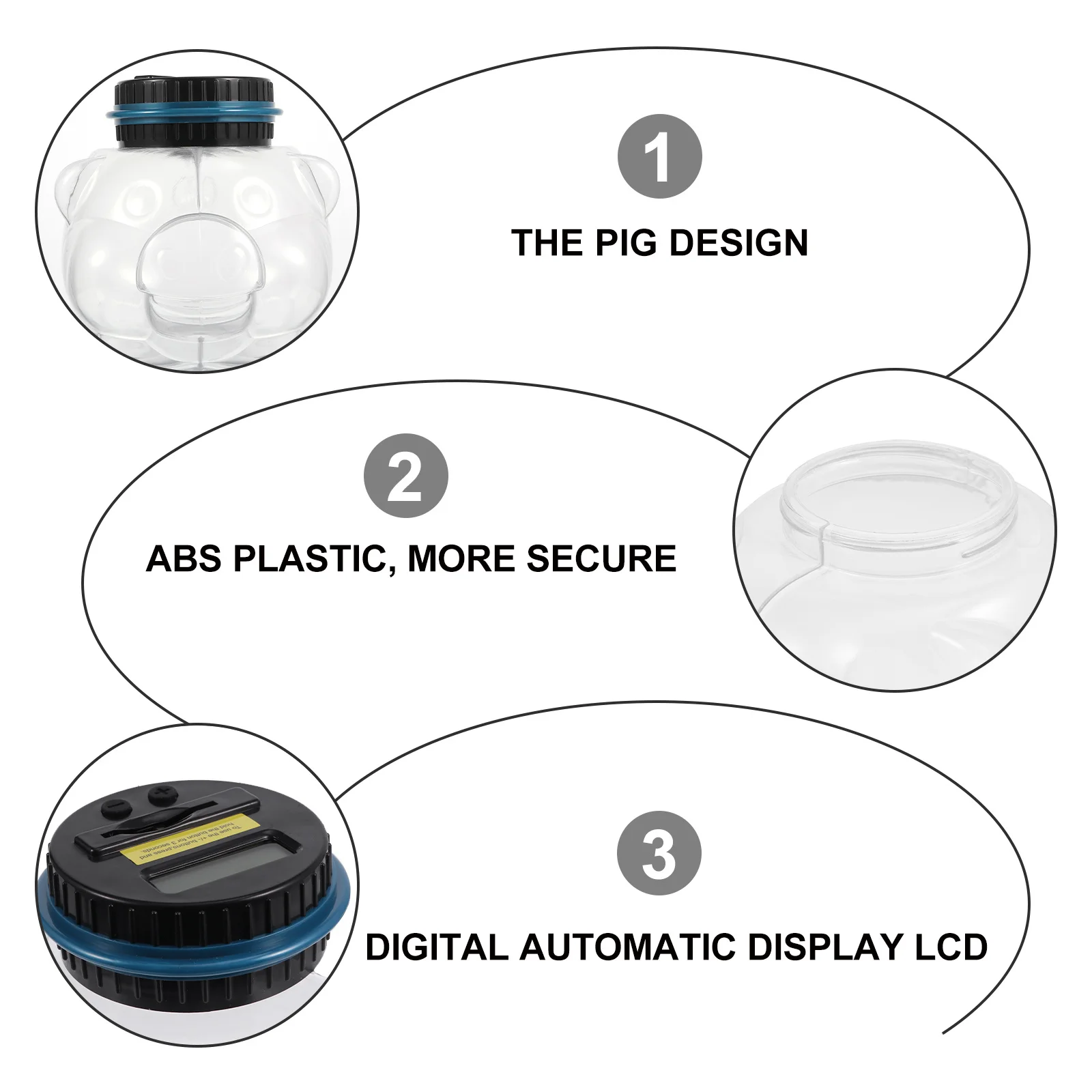 

Digital Coin Bank Savings Jar Auto Counting Transparent Piggy Bank Off Lid Coin Retrieval for Kids Child and Toddler Saving