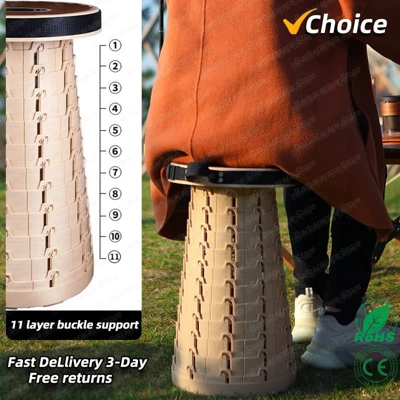 Newest Hot Portable round Folding Chair Accordion Chair Height Adjustment Simple Tool Elephant Swing Playground Queue Chair