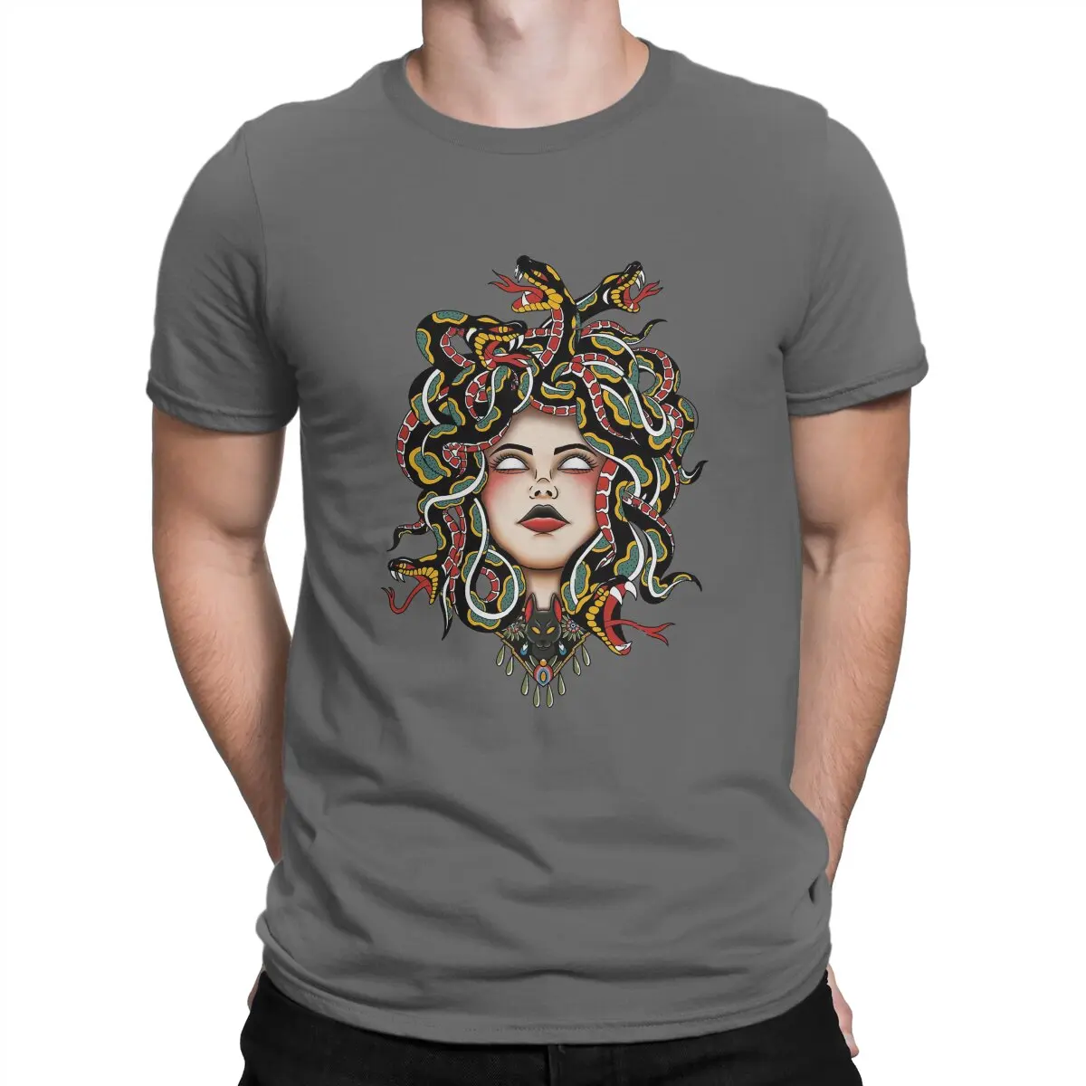 HOT SALE Medusa Old School Fitted Spoon Man T-shirt Medusa Fun T-shirt Short Sleeve O Collar T-shirt Cotton Gift Idea Top