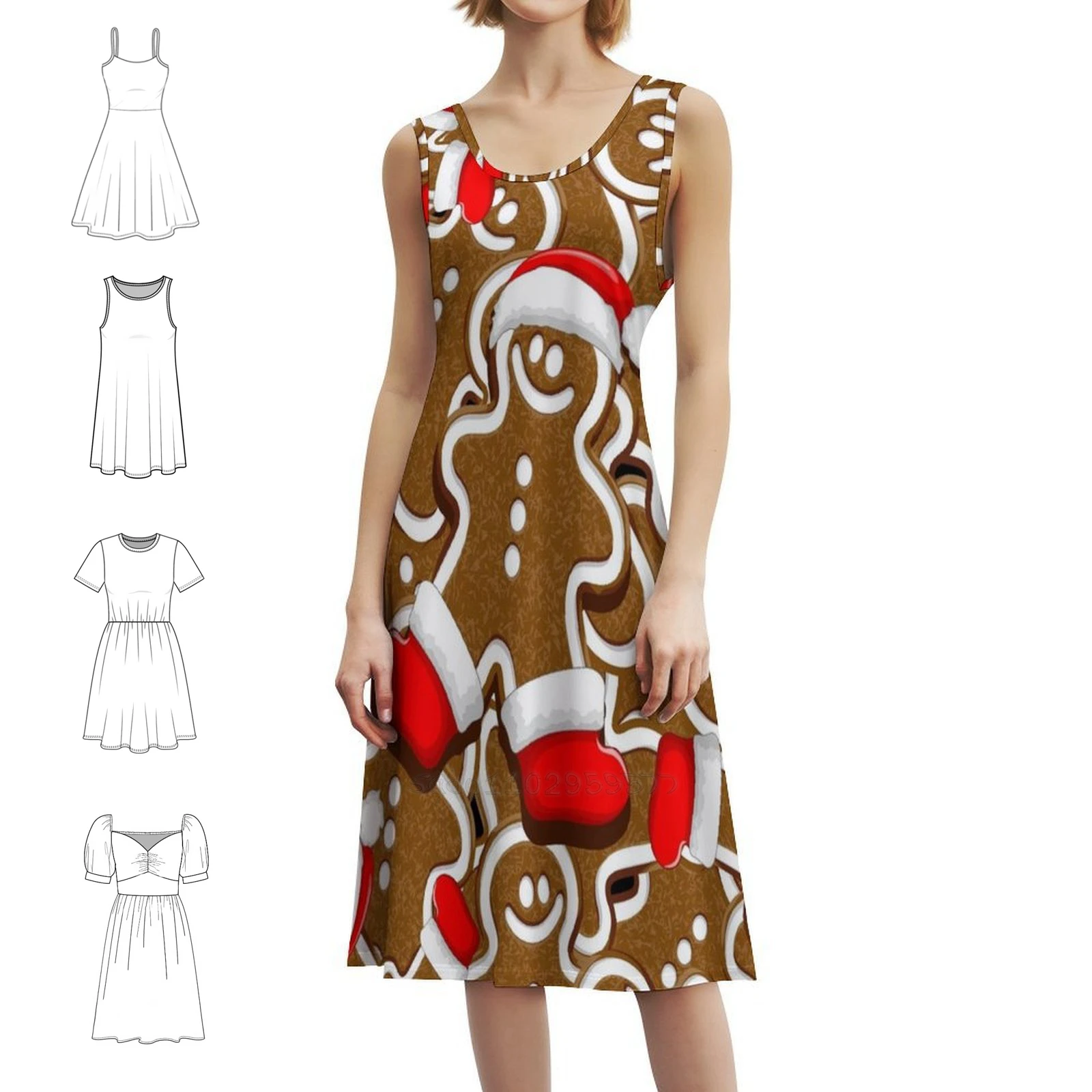 

Пряничный человечек, рождественское мини-платье с Санта-Клаусом и печеньем в консервативном стиле для женщин, свободное повседневное платье трапециевидной формы, пряничное платье