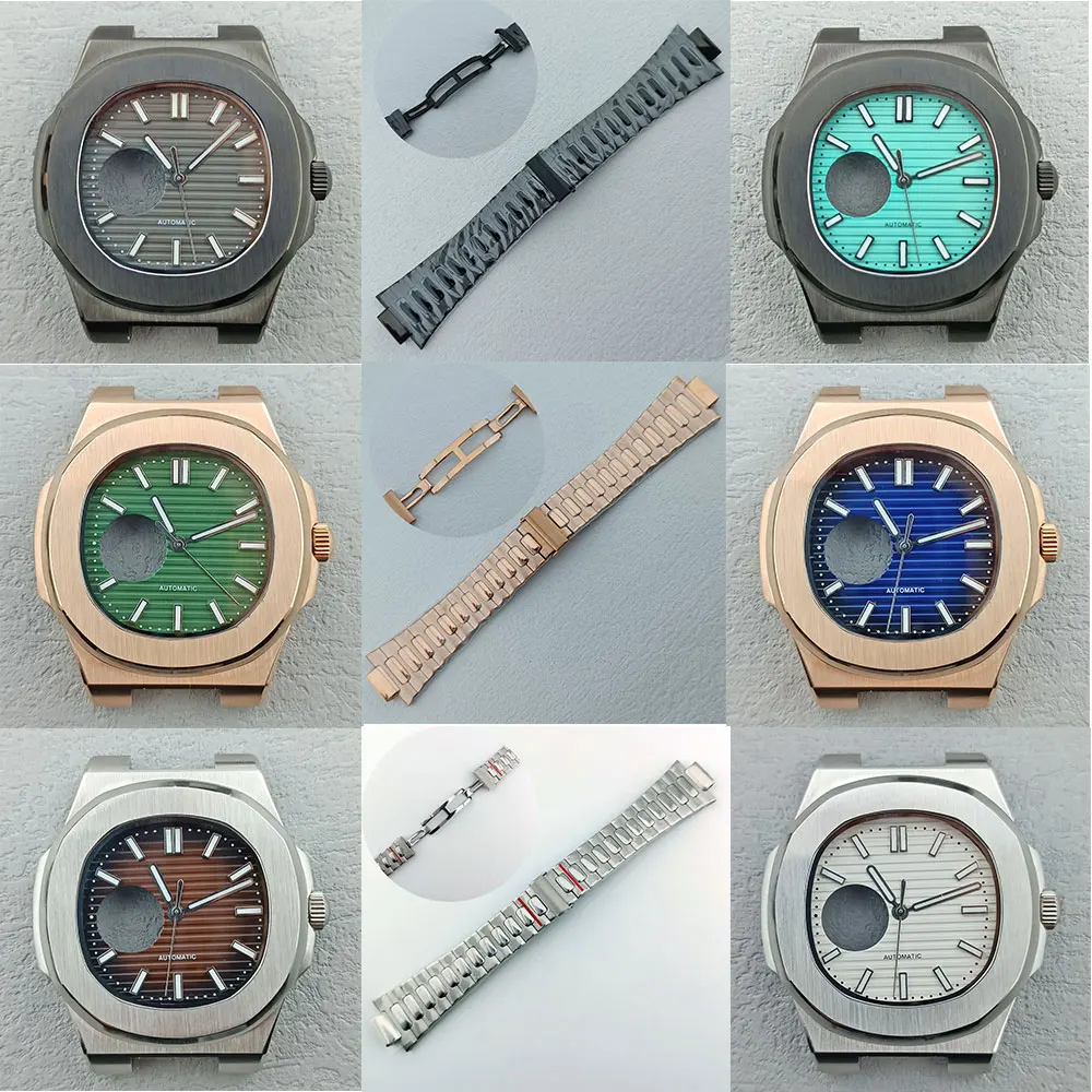 40mm NH38 NH35 Man Waterproof Watch Case Skeleton Luminous Dial Sapphire Glass 316L Stainless Steel Fit NH38A Movement DIY LOGO