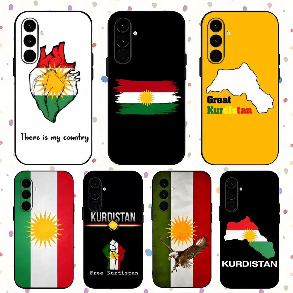 National flag emblem Kurdistan Phone Case For Samsung Galaxy S26 S25 S24 S23 S22 S21 Plus Ultra Fold A Soft Black