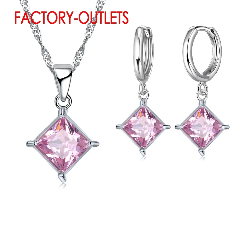 Genuine 925 Sterling Silver Bridal Jewelry Sets Fashion Jewelry CZ Crystal Pave Setting  Women Girls Engagement Anniversary
